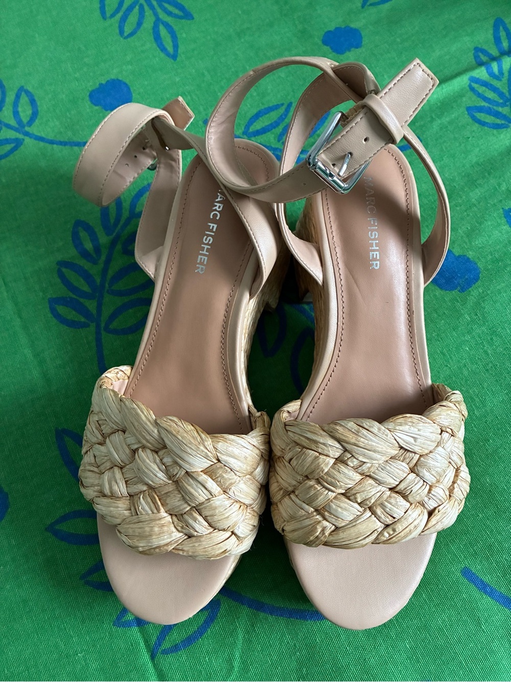 Marc Fisher Neutral Braided Front Strap Ankle Sandals
